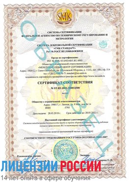 Образец сертификата соответствия Томилино Сертификат OHSAS 18001